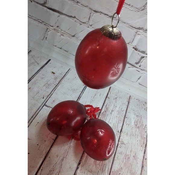 Vtg Kugel Style‎ Lot of 3 Thick Glass Christmas Tree Ornaments Made in India - Picture 3 of 5